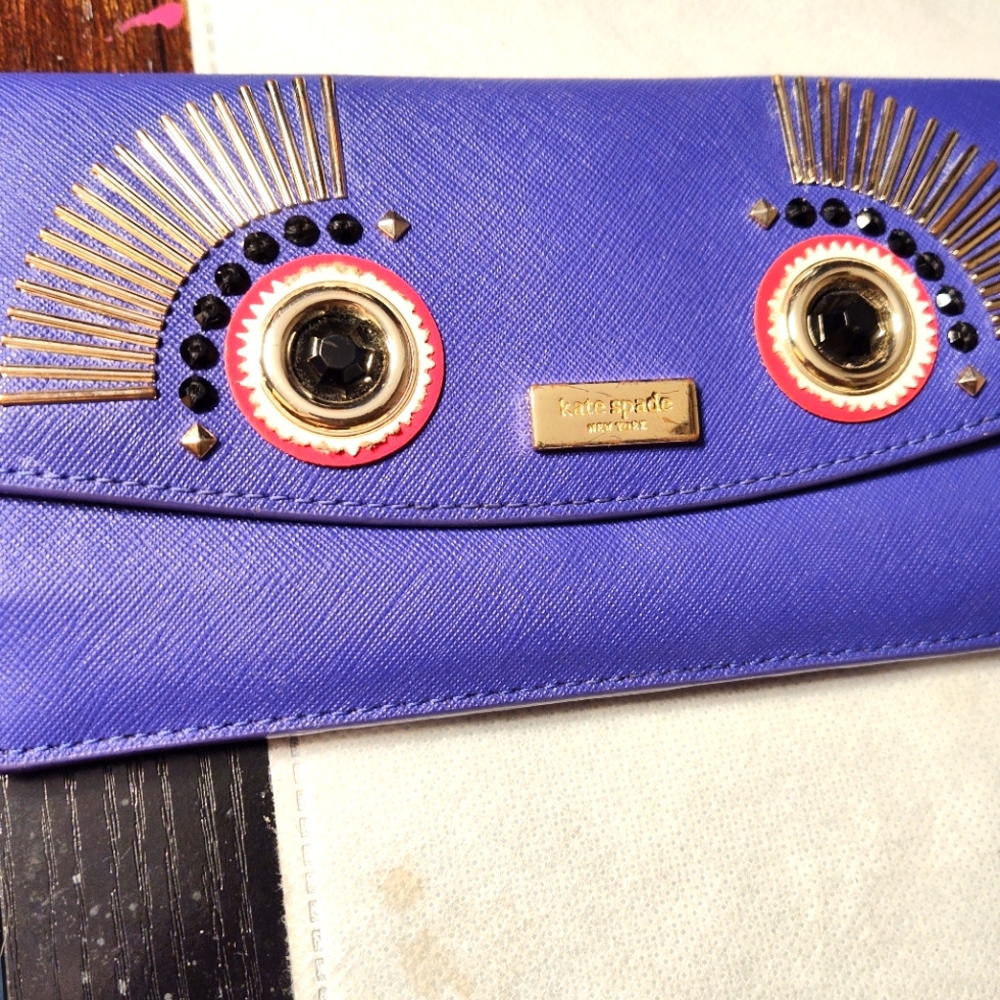 Kate Spade Purple Monster Liana Wallet Some Scratches On Name Plate.GUC.